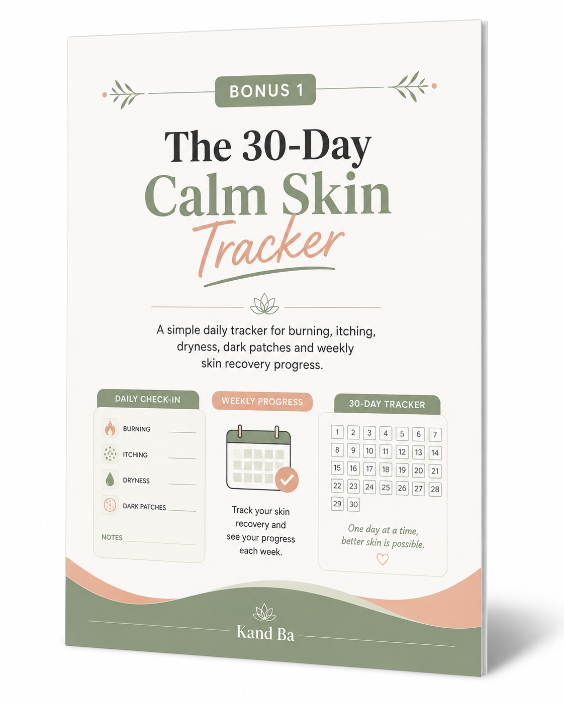 Bonus 1 mockup: The 30-Day Calm Skin Tracker